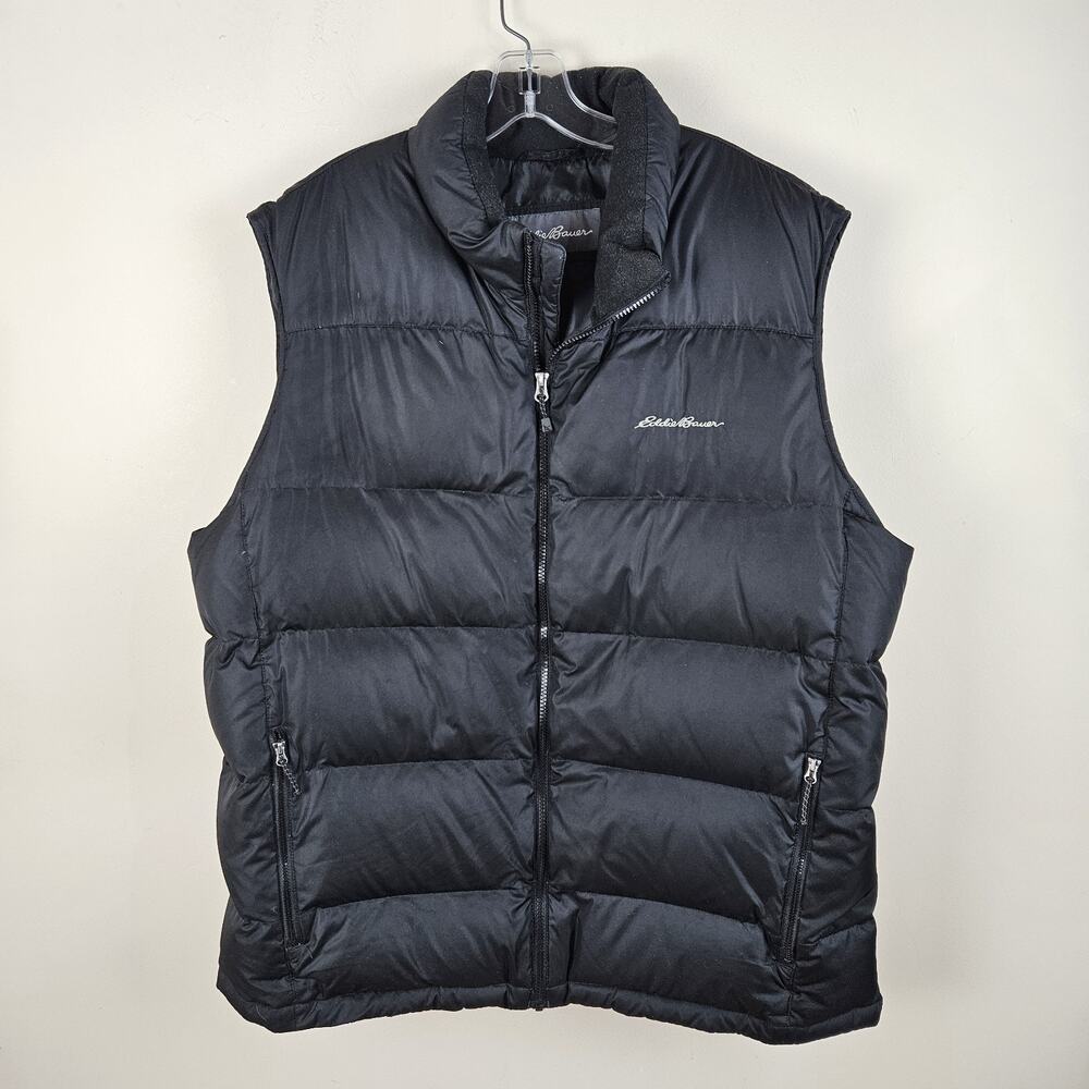 Eddie Bauer EB650 Down Puffer Vest Men’s XLT XL Tall Black Full Zip Quilted